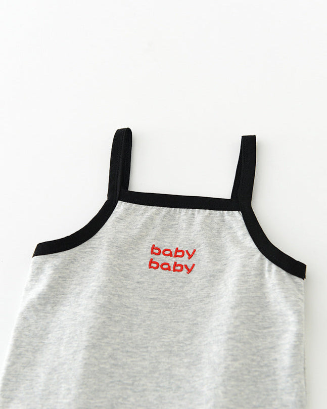 2pcs Letter Printed Baby Vest&Short Pants Set