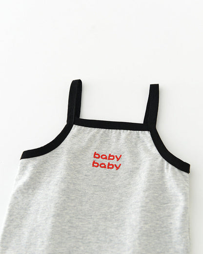 2pcs Letter Printed Baby Vest&Short Pants Set