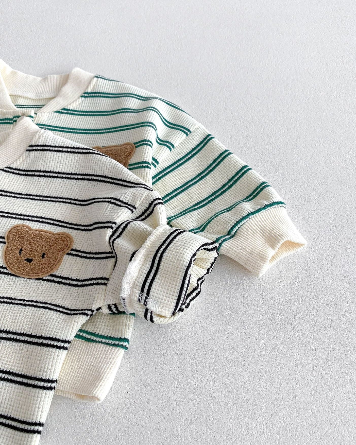 Casual Striped Bear Baby Hoodie Pants 2pcs Set