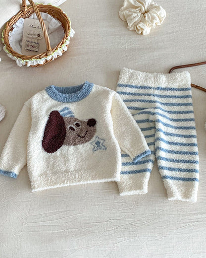 Fleece Warm Animal Pattern Baby Pajama 2pcs Set