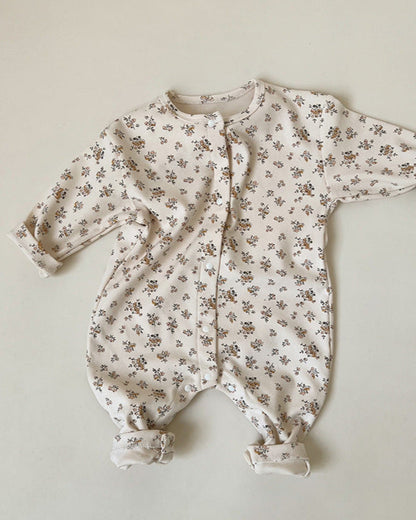 Floral Animal Printed Cotton Long Sleeve Baby Jumpsuits