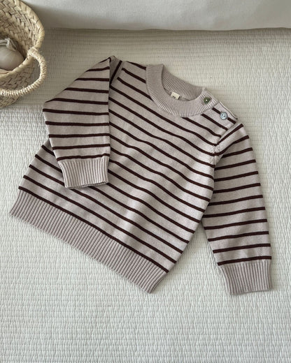 Casual Dot Striped Pattern Knitted Baby Sweater