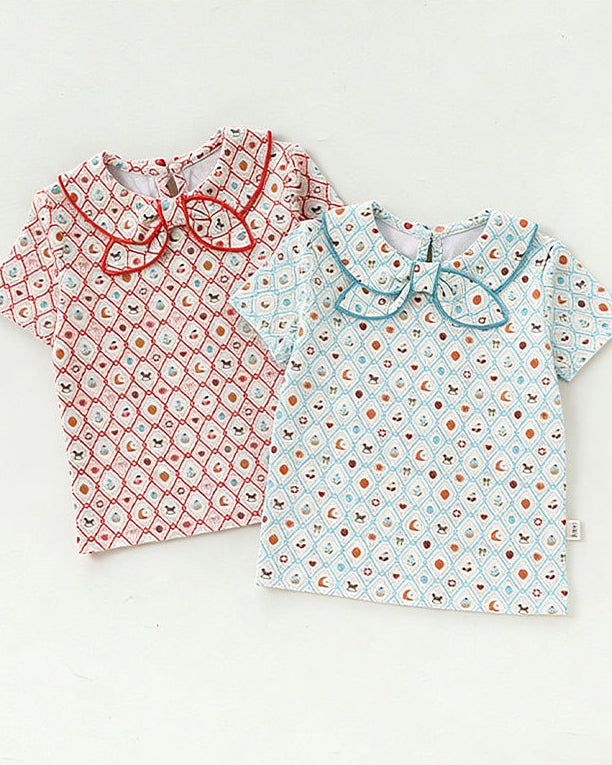 Geometric Pattern Short Sleeve Baby Tee