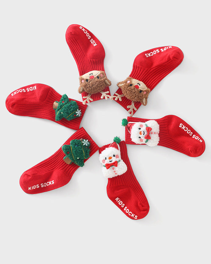 Christmas Elk Tree Snowman Baby Socks 3pcs