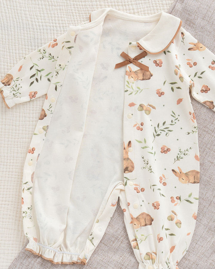 Sweet Collar Rabbit Pattern Soft Cotton Baby Jumpsuits