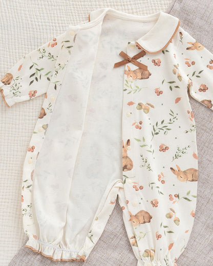 Sweet Collar Rabbit Pattern Soft Cotton Baby Jumpsuits
