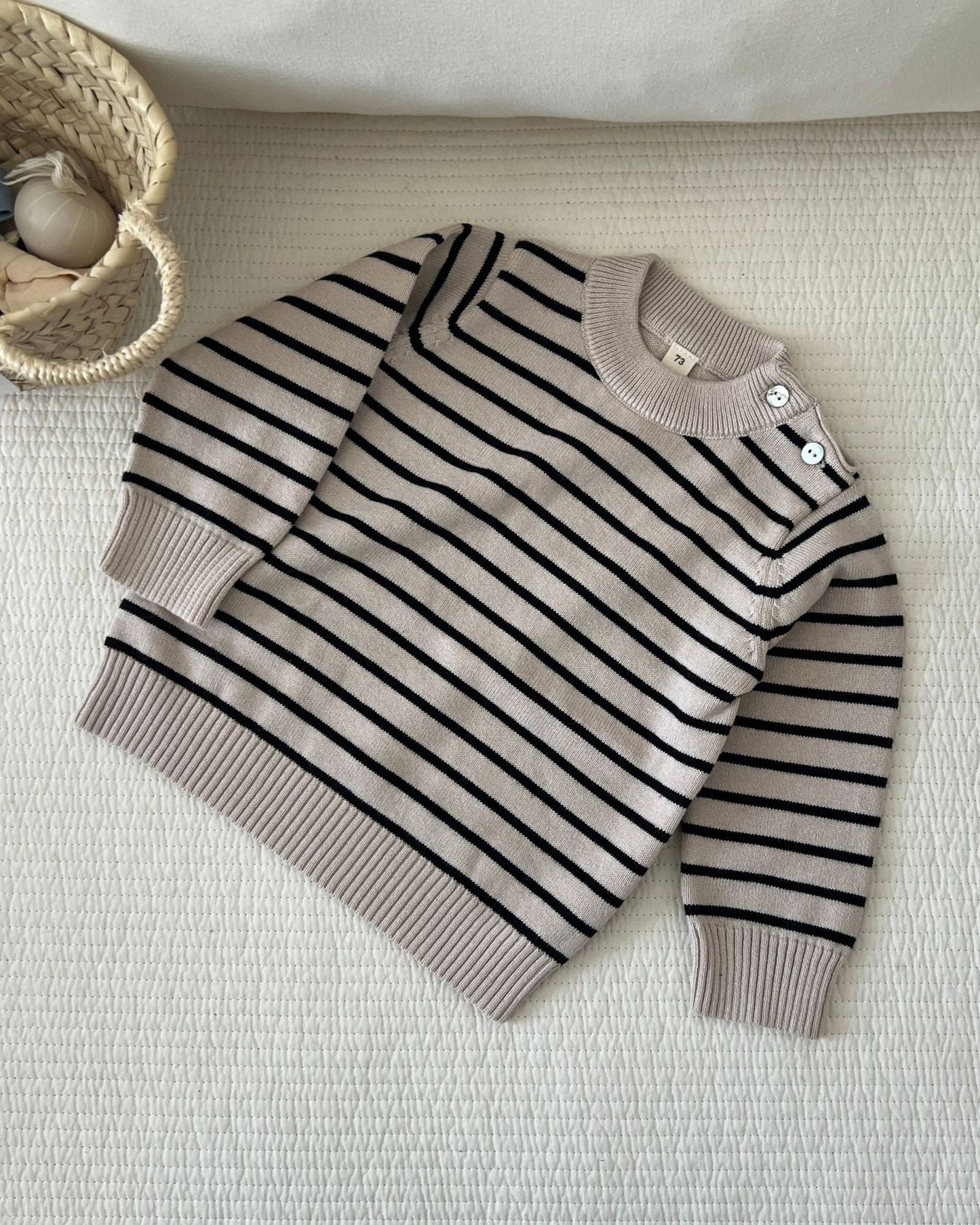 Casual Dot Striped Pattern Knitted Baby Sweater