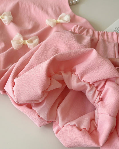 Sweet Bow Decor Girl Dress/Outfit