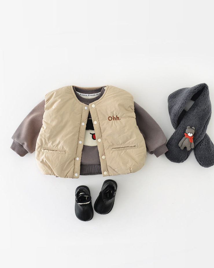 Pocket Design Sleeveless Baby Puffer Vest