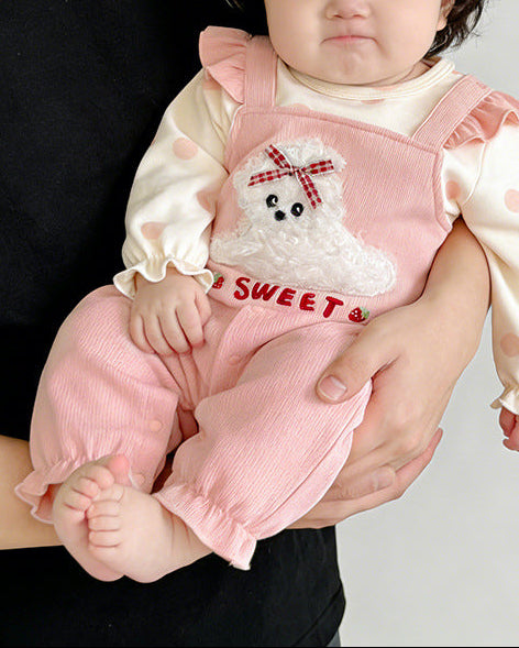 Fake Two Pieces Puppy Pattern Baby Jumpsuits