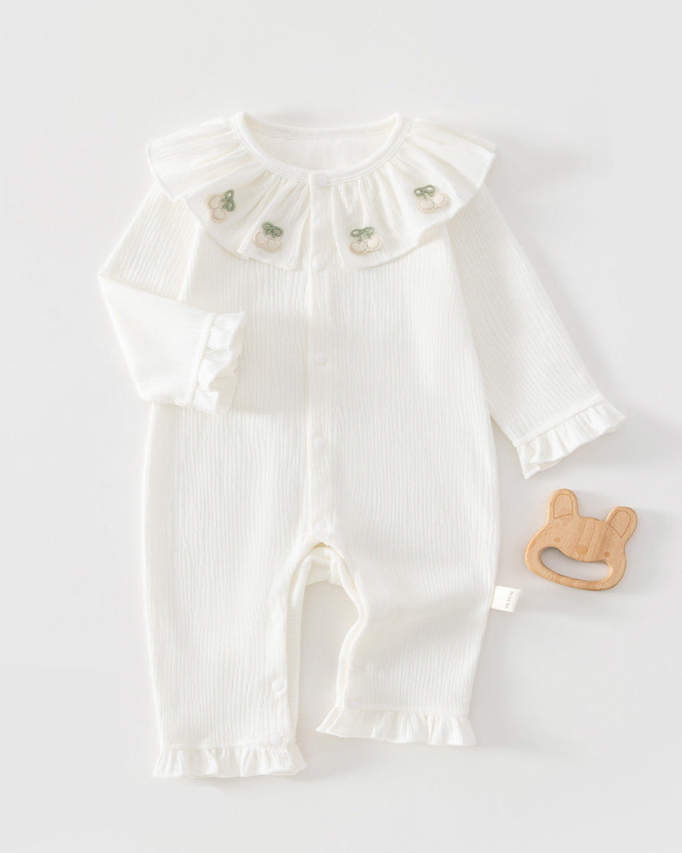 Cotton Ruffled Collar Long Sleeve Baby Pajama