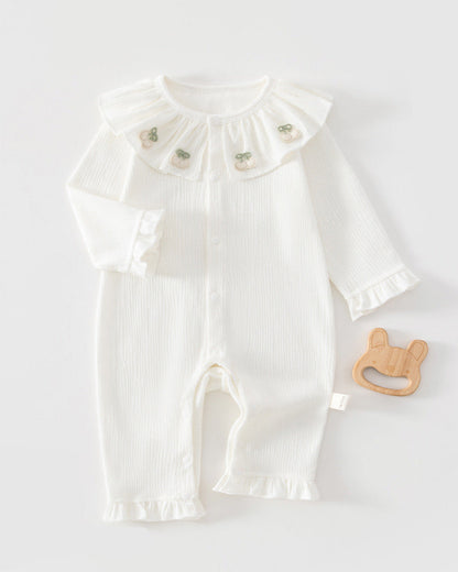 Cotton Ruffled Collar Long Sleeve Baby Pajama