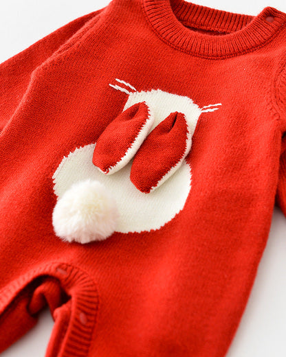 Rabbit Ear Shaped Knitted Baby Jumpsuits