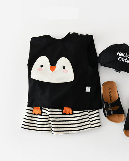 Penguin Pattern Baby Vest Shorts 2pcs Set