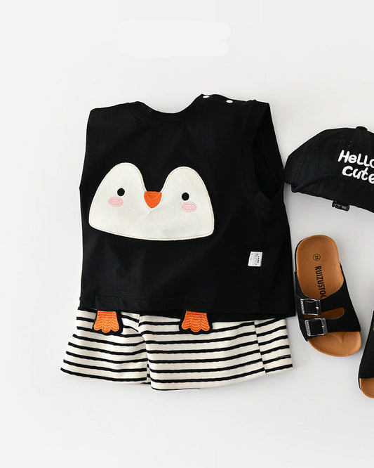 Penguin Pattern Baby Vest Shorts 2pcs Set