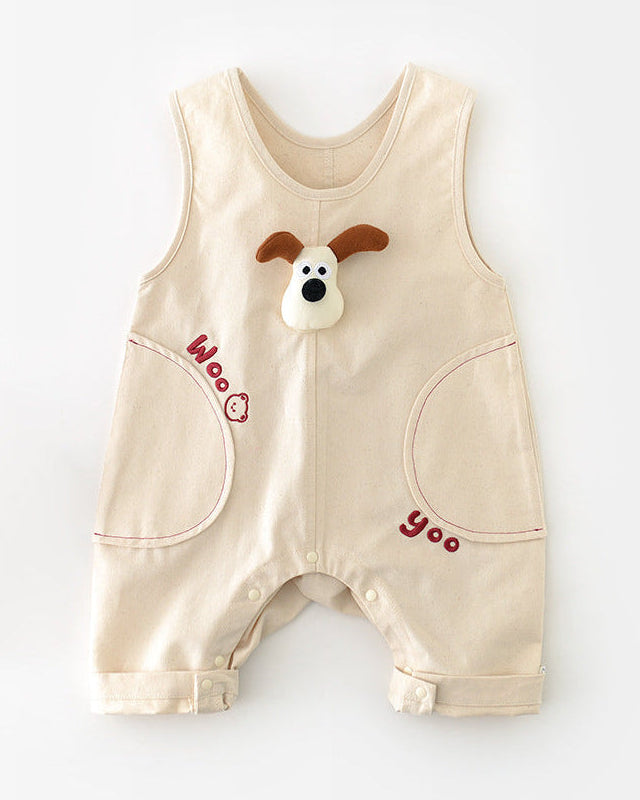 Puppy Decor Letter Sleeveless Baby Jumpsuits