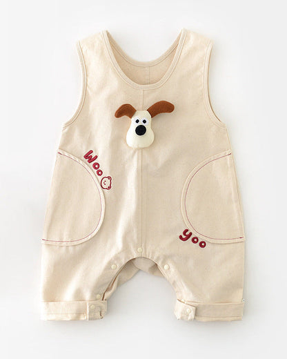 Puppy Decor Letter Sleeveless Baby Jumpsuits