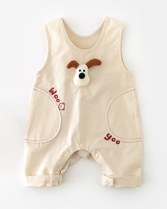 Puppy Decor Letter Sleeveless Baby Jumpsuits