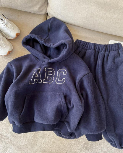 ABC Letter Fleece Baby Hoodie Pants 2pcs Set