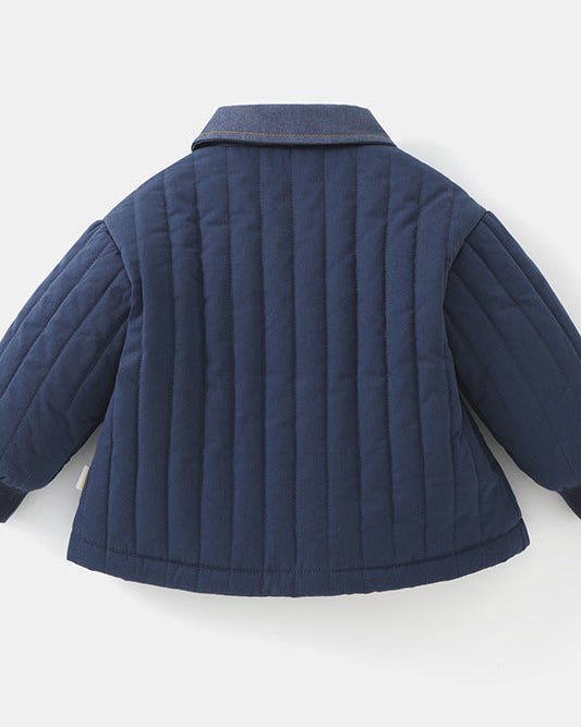 Warm Fleece Denim Pocket Baby Jacket