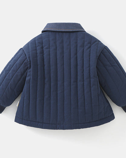 Warm Fleece Denim Pocket Baby Jacket