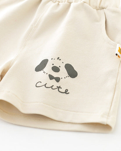 Dog Pattern Casual Baby Polo Shirt&Pants Set