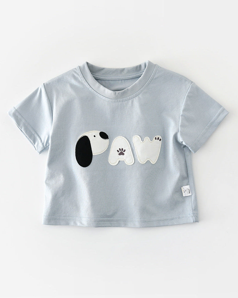 Paw Letter Baby Short Sleeve Tee