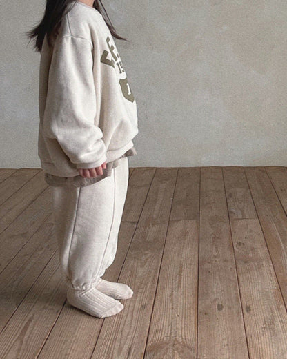 1962 Letter Fleece Warm Baby Hoodie Pants 2pcs Set