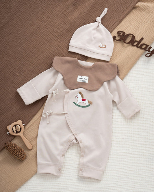 Horse Pattern Cotton Baby Jumpsuits Set
