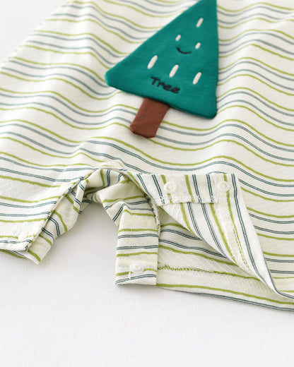 Tree Pattern Striped Baby Sleeveless Jumpsuits