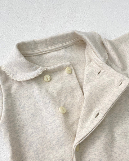 Soft Cotton Buttoned Long Sleeve Foot-covering Baby Jumpsuits