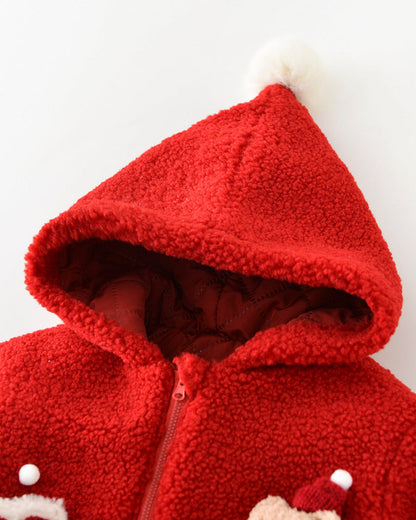 Christmas Dot Bear Fleece Baby Jacket/Pants