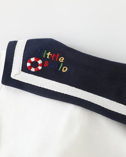 Navy Collar Pocket Design Long Sleeve Baby Jumpsuits/2pcs Set
