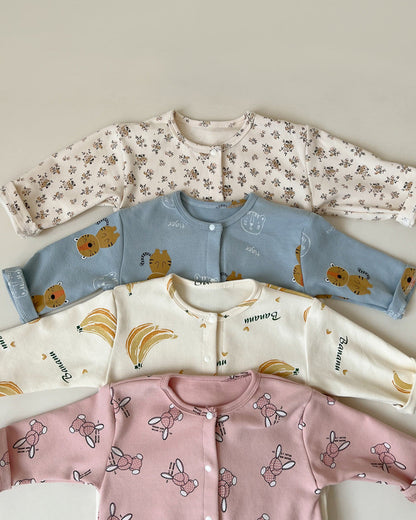 Floral Animal Printed Cotton Long Sleeve Baby Jumpsuits