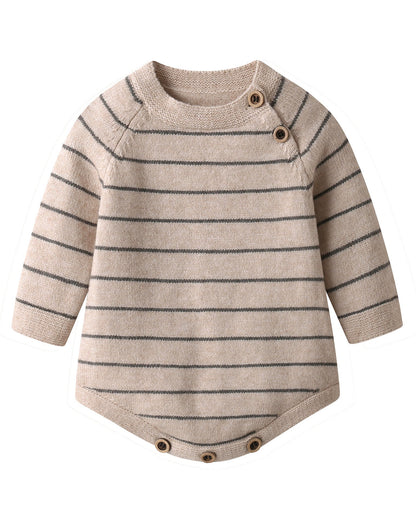 Striped Knitted Baby Romper Jumpsuits 2pcs Set