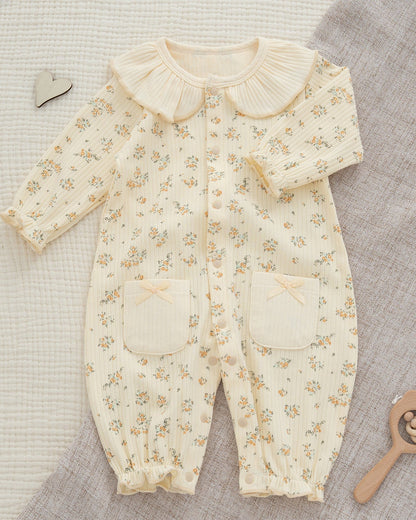 Sweet Collar Rabbit Pattern Soft Cotton Baby Jumpsuits