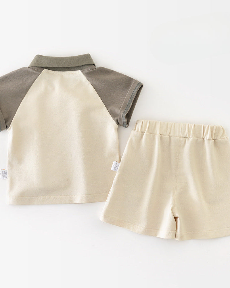 Dog Pattern Casual Baby Polo Shirt&Pants Set
