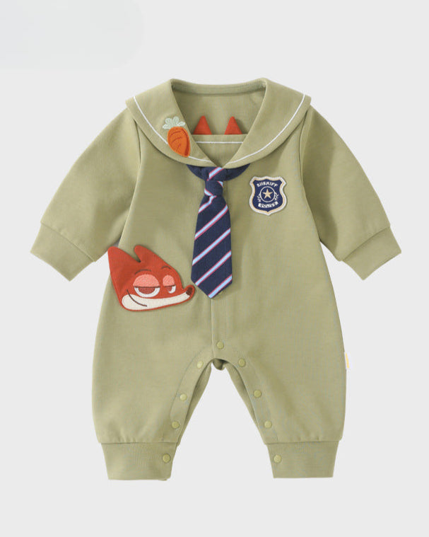 Fox Pattern Long Sleeve Baby Jumpsuits