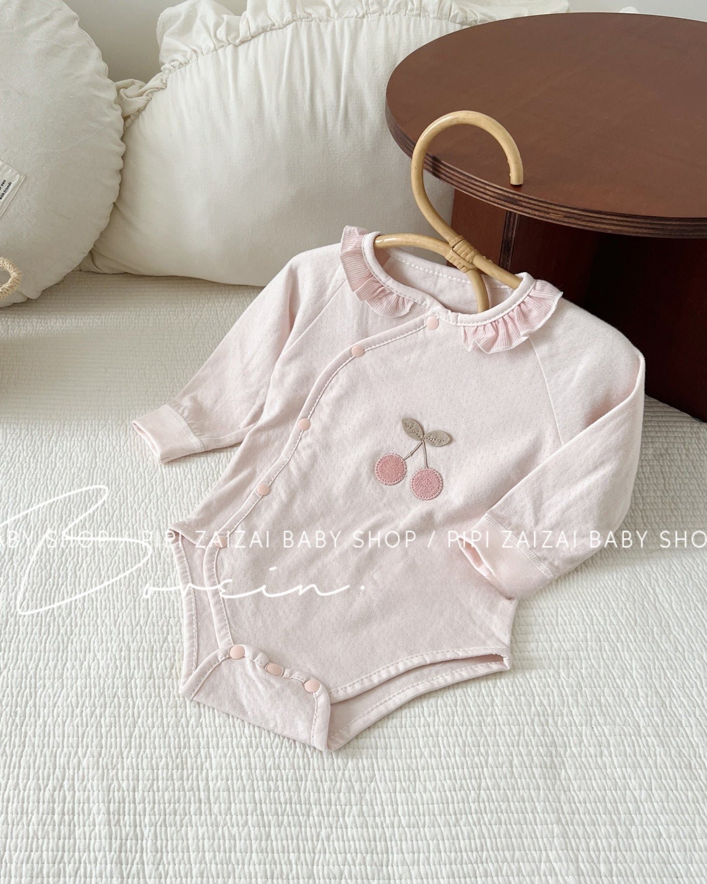 Cherry Printed Cotton Baby Jumpsuits/Romper/Jacket
