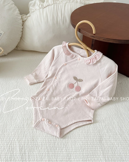 Cherry Printed Cotton Baby Jumpsuits/Romper/Jacket