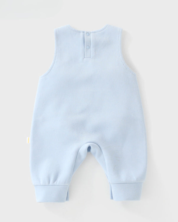 Cute Puppy Decor Buttoned Sleeveless Baby Jumpsuits