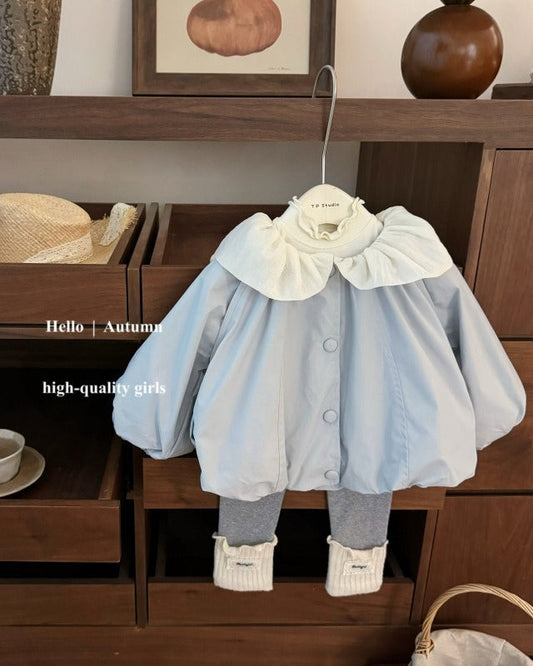 Sweet Lace Ruffled Collar Baby Girl Coat Pants