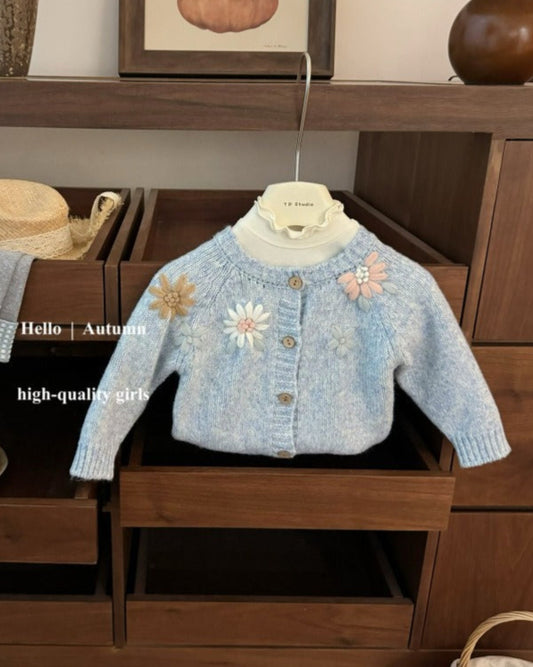 Daisy Flower Decor Plaid Bow Baby Girl Sweater Pants