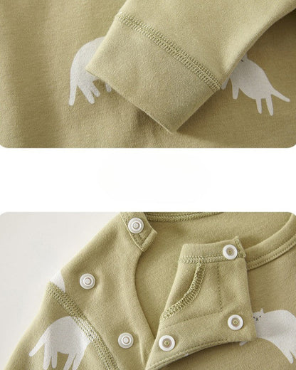 Cat Pattern Cotton Long Sleeve Baby Jumpsuits