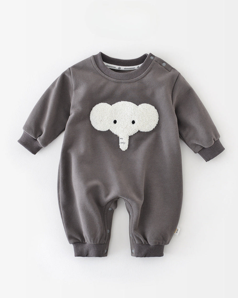 Elephant Pattern Long Sleeve Baby Jumpsuits