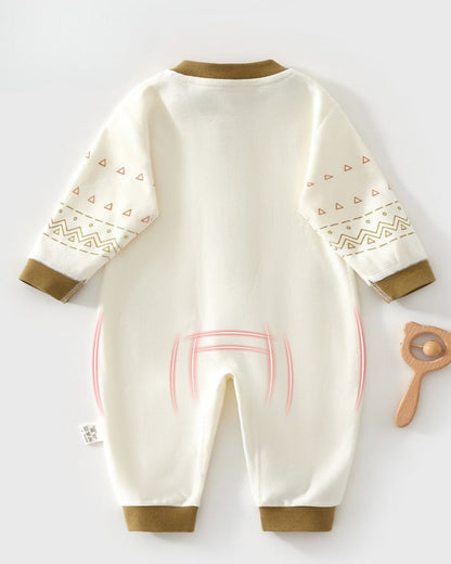 Triangle Pattern Color Block Cotton Baby Jumpsuits