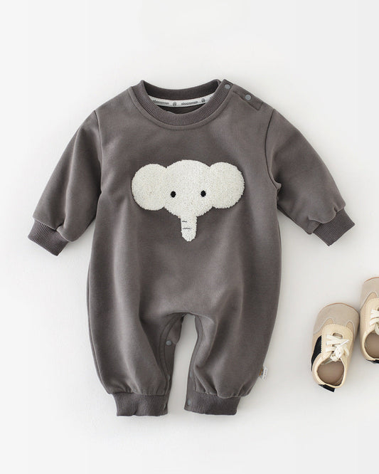 Elephant Pattern Long Sleeve Baby Jumpsuits