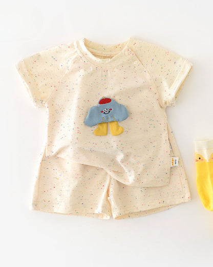 2pcs Colorful Dot Cloud Decor Baby Tee&Pants Set
