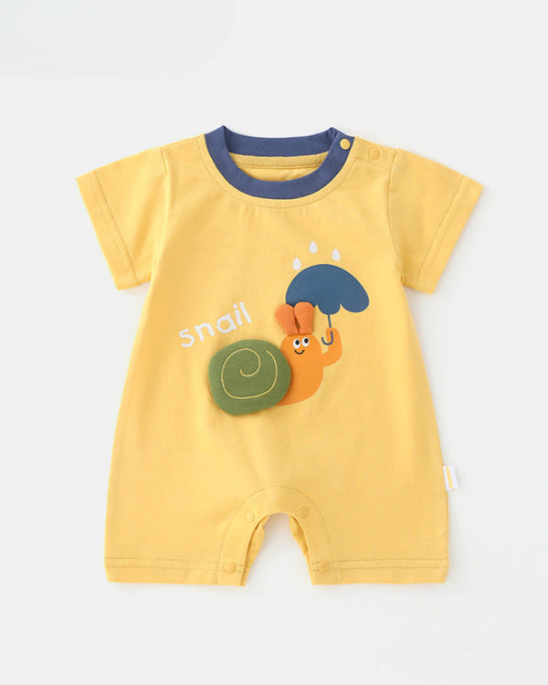 Snail House Printed Short Sleeve Baby Jumpsuits