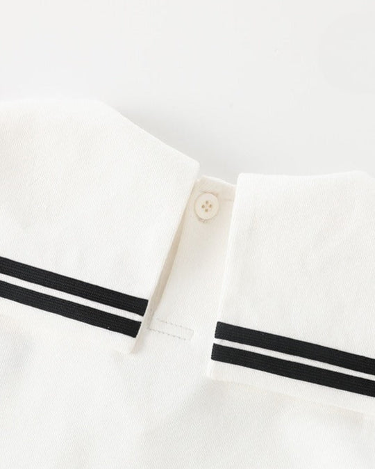 Navy Collar Pocket Design Long Sleeve Baby Jumpsuits